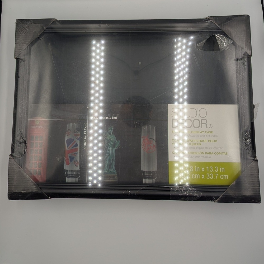 Studio Decor Double Shot Glass Display Case Blk NEW Collectable Memorabilia Gift